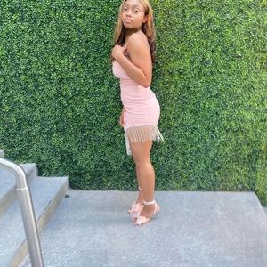 Rhinestone Lined Light Pink